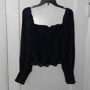 Black cropped peplum top
